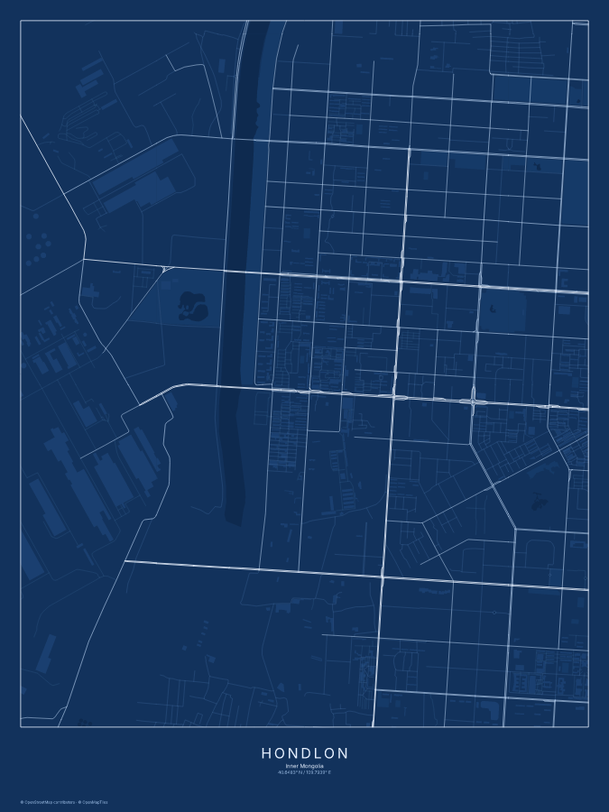 Hondlon map poster, blueprint style