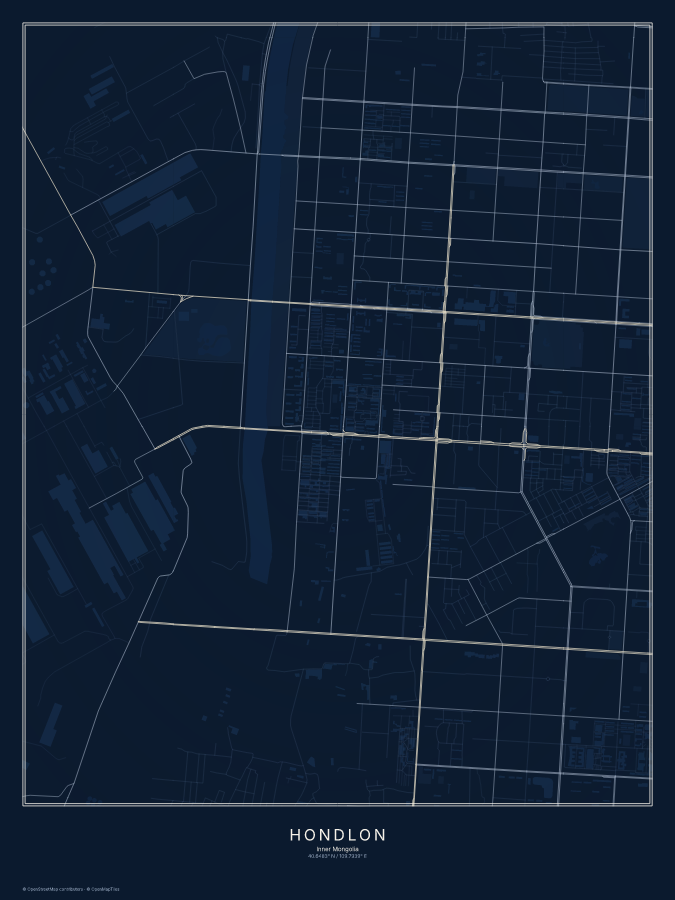 Hondlon map poster, midnight style