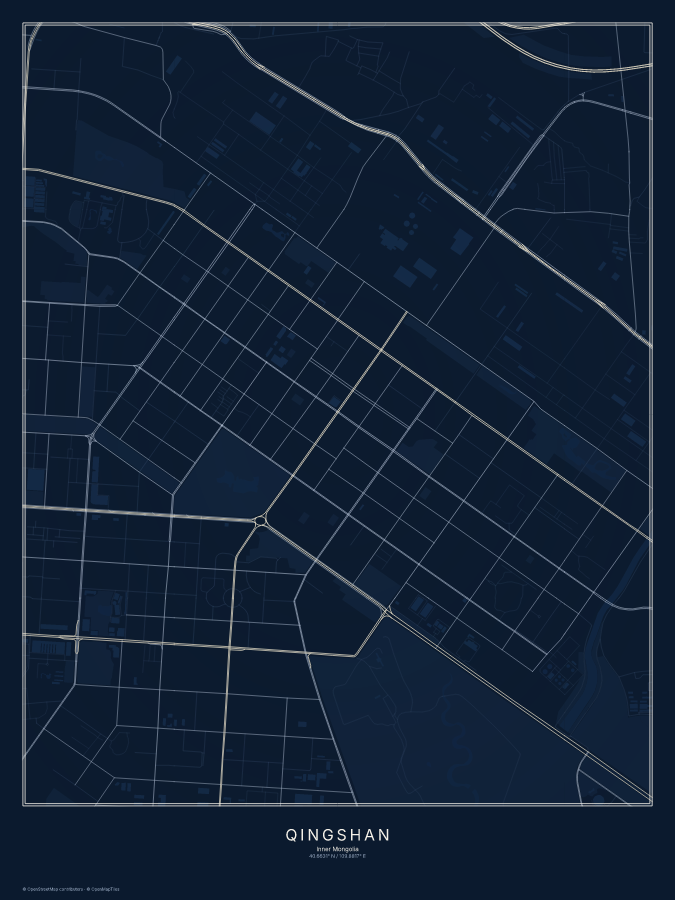 Qingshan map poster, midnight style