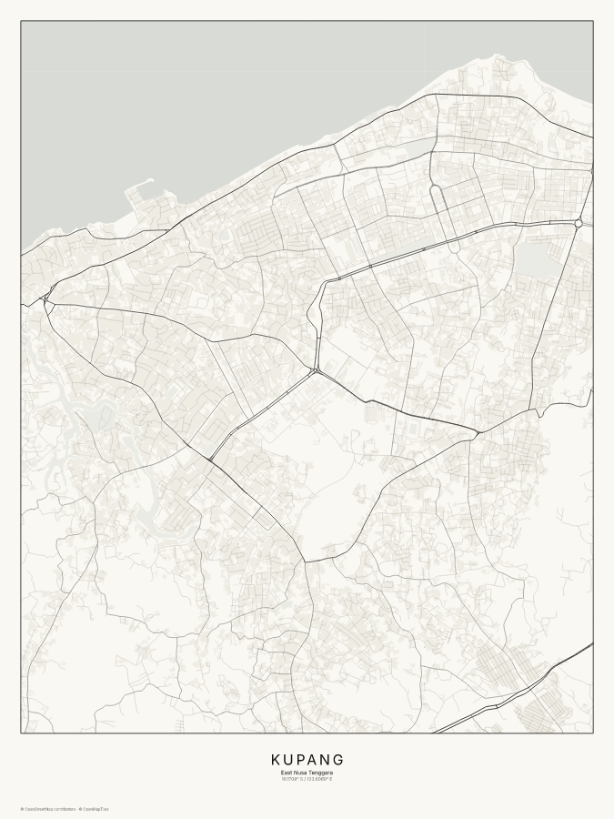 Kupang map poster, classic style