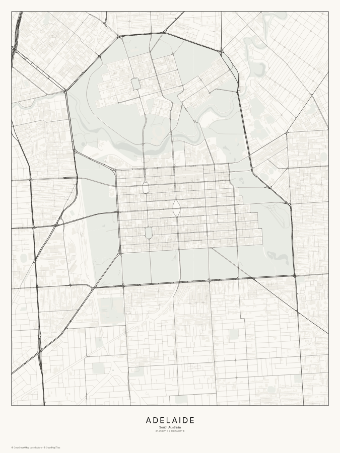 Adelaide map poster, classic style