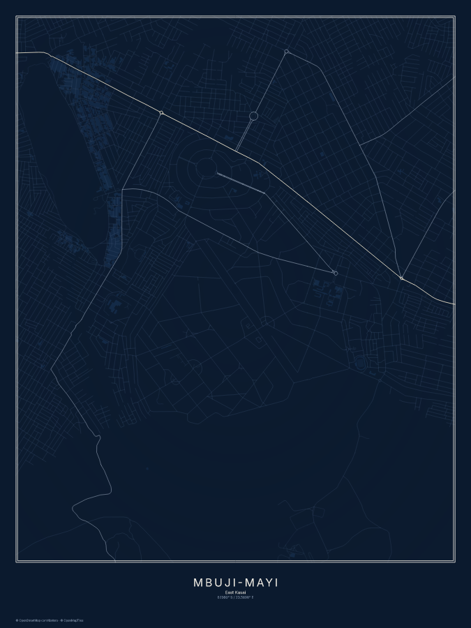 Mbuji-Mayi map poster, midnight style