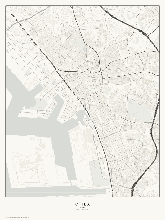 Chiba map poster, classic style