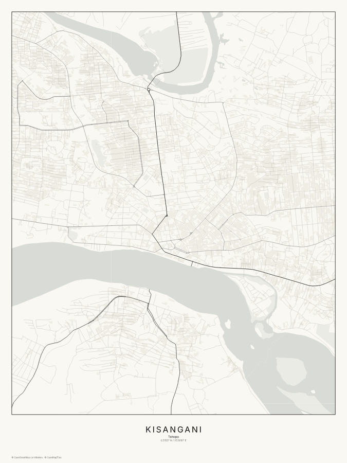 Kisangani map poster, classic style