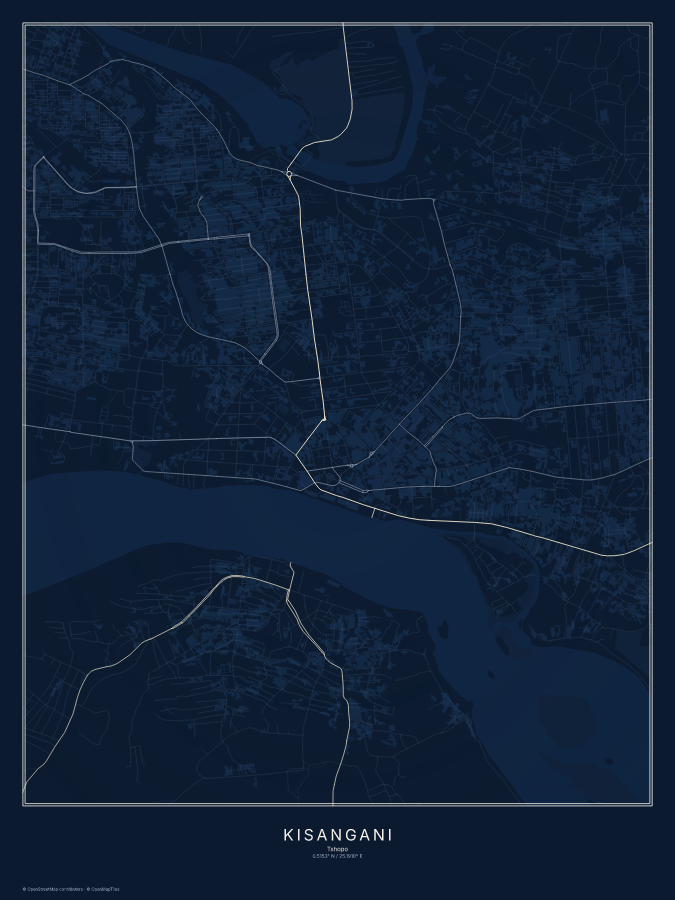 Kisangani map poster, midnight style