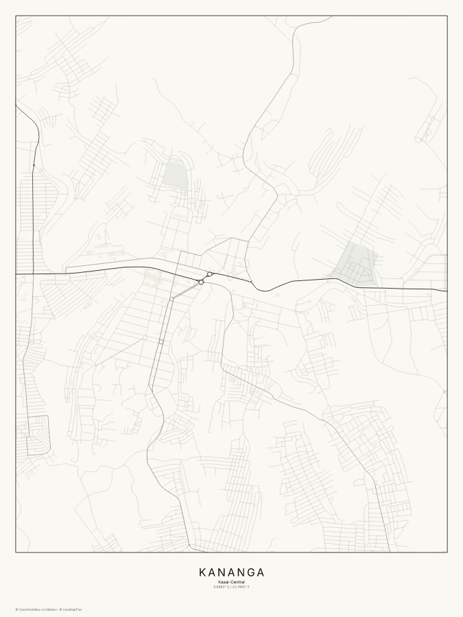Kananga map poster, classic style