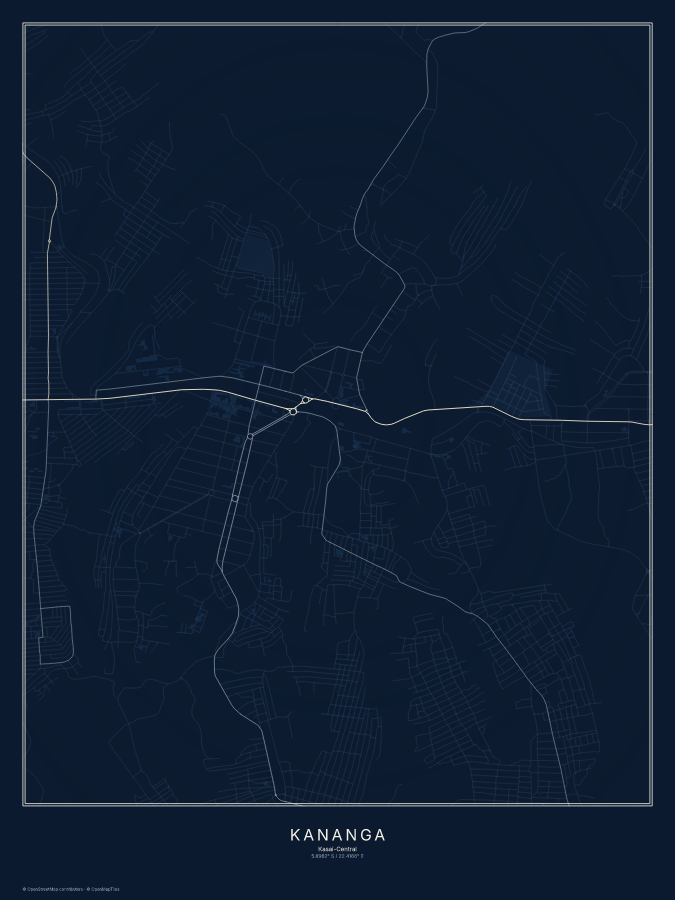 Kananga map poster, midnight style