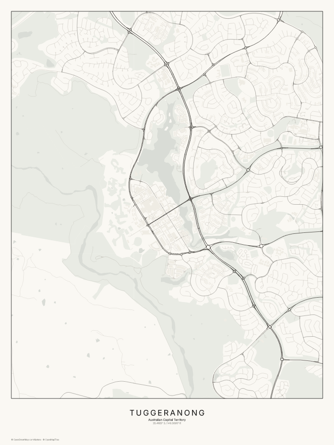 Tuggeranong map poster, classic style