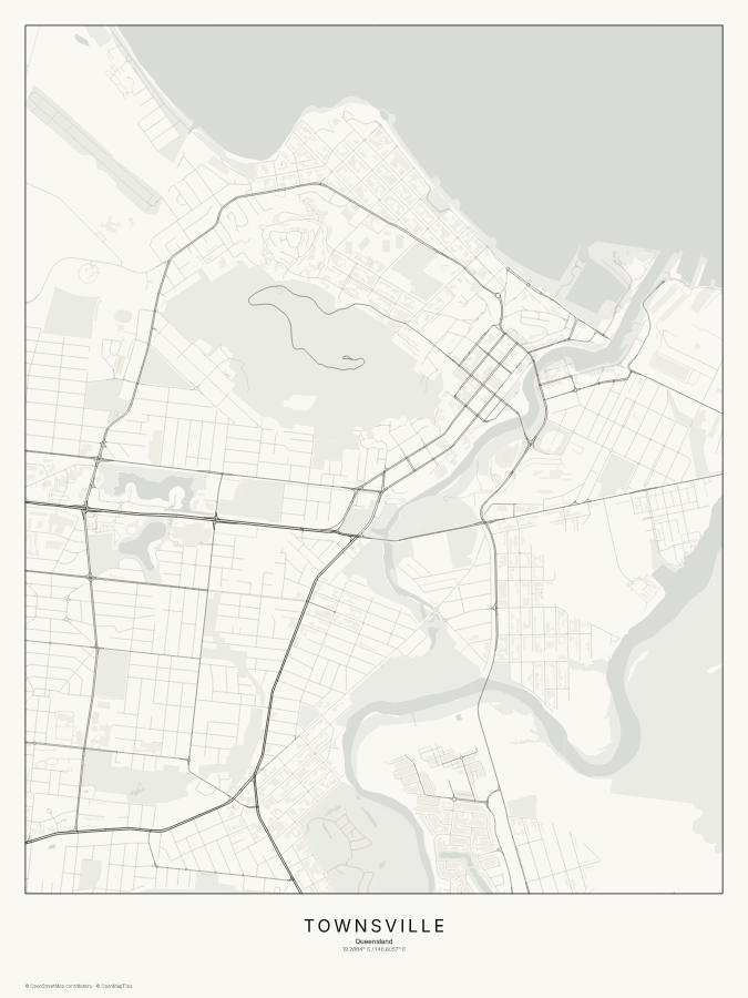 Townsville map poster, classic style