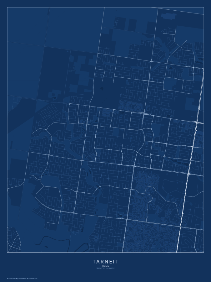 Tarneit map poster, blueprint style