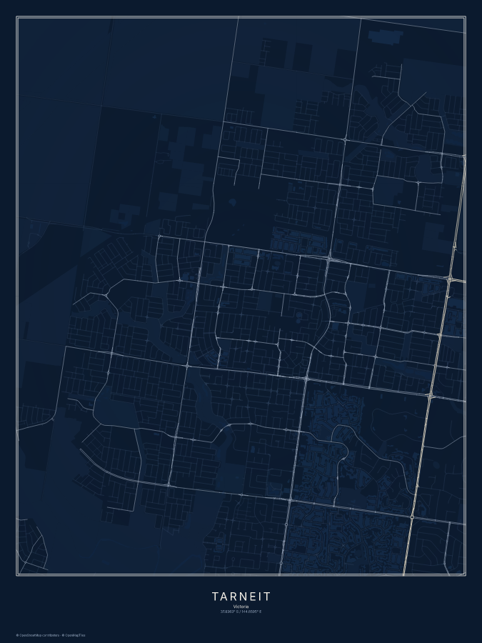 Tarneit map poster, midnight style