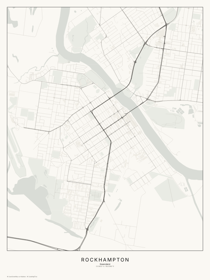 Rockhampton map poster, classic style
