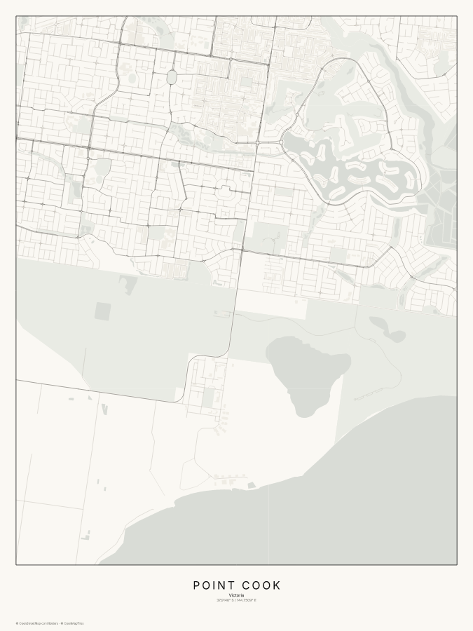 Point Cook map poster, classic style
