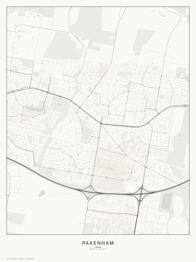 Pakenham map poster, classic style