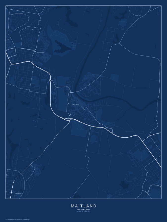 Maitland map poster, blueprint style