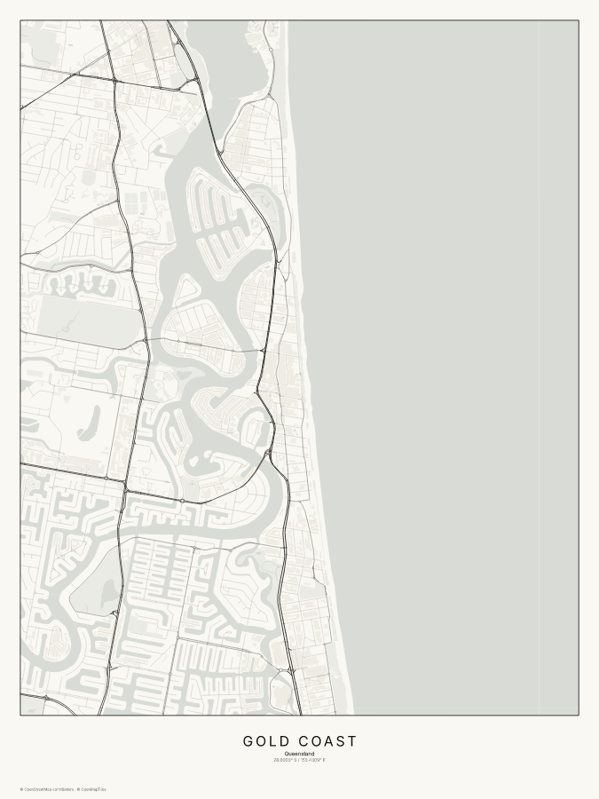 Gold Coast map poster, classic style