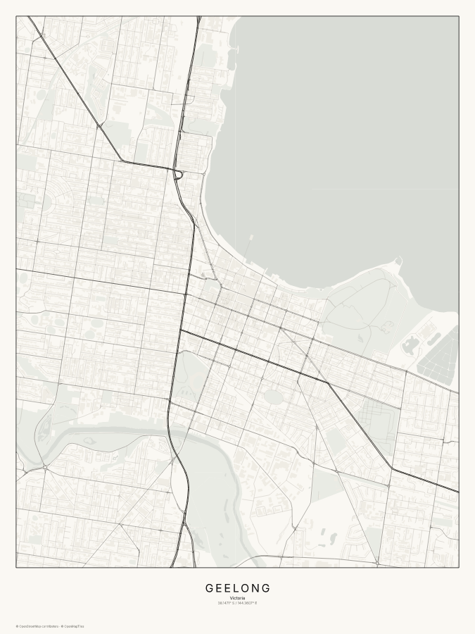 Geelong map poster, classic style