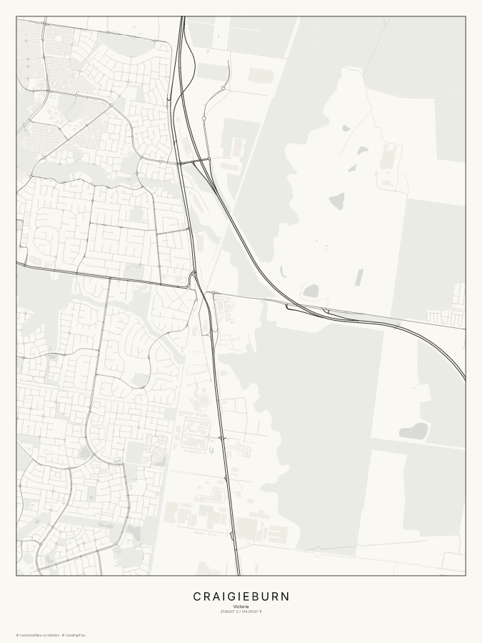Craigieburn map poster, classic style