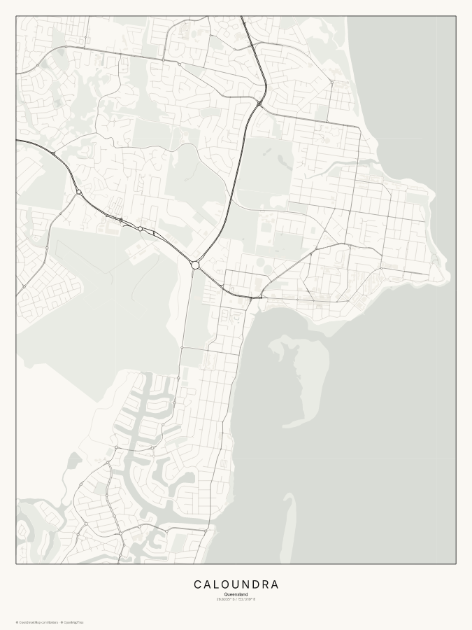 Caloundra map poster, classic style