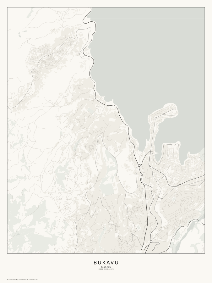 Bukavu map poster, classic style
