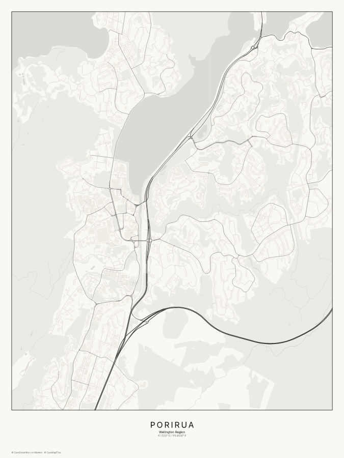 Porirua map poster, classic style