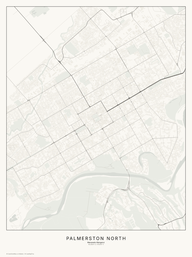 Palmerston North map poster, classic style