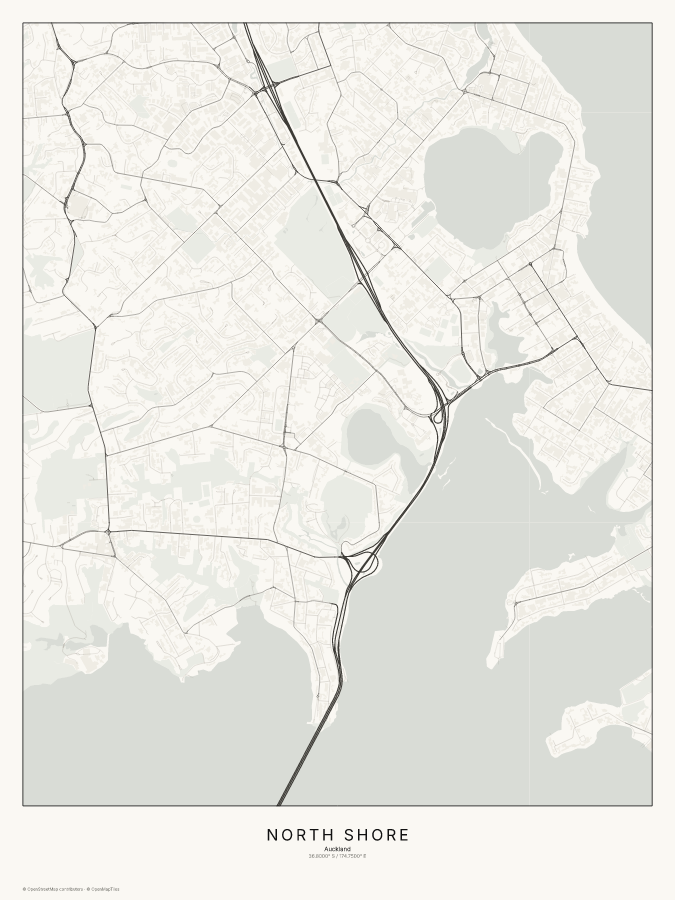North Shore map poster, classic style