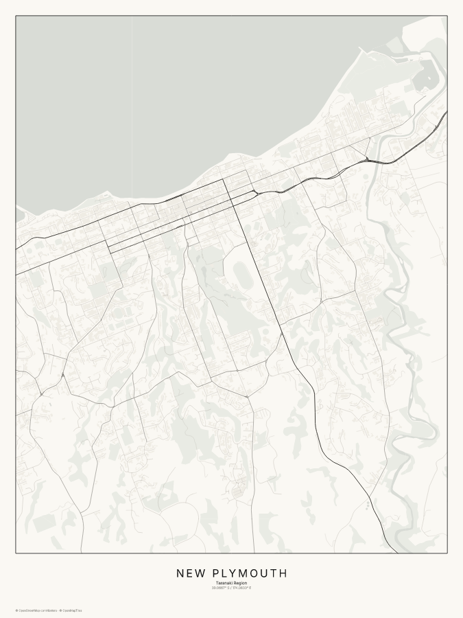 New Plymouth map poster, classic style