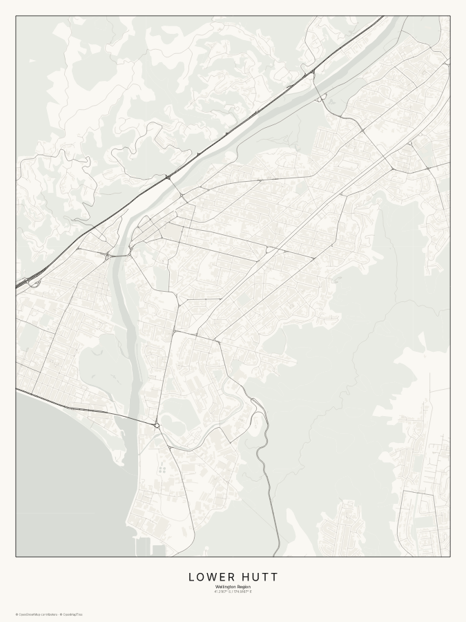Lower Hutt map poster, classic style
