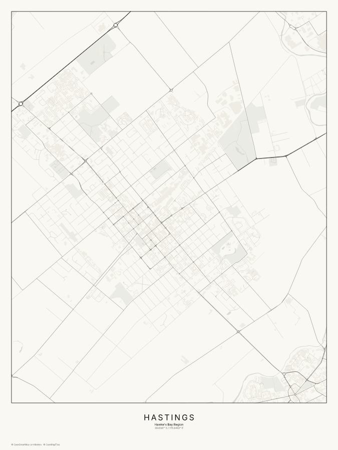 Hastings map poster, classic style