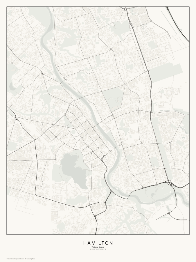 Hamilton map poster, classic style