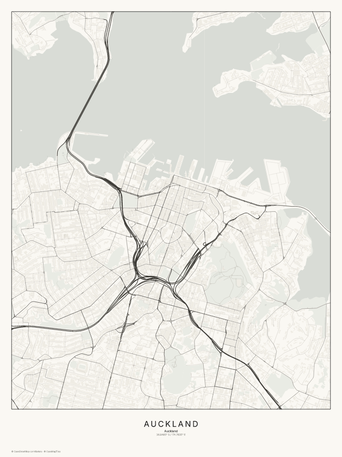 Auckland map poster, classic style
