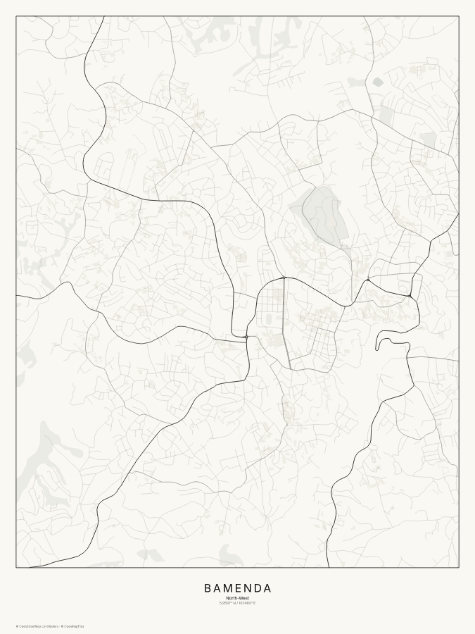 Bamenda map poster, classic style