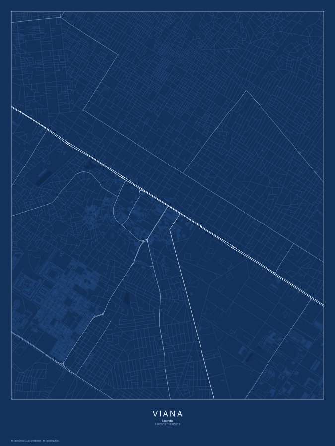 Viana map poster, blueprint style