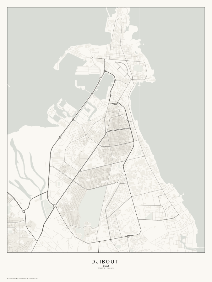 Djibouti map poster, classic style