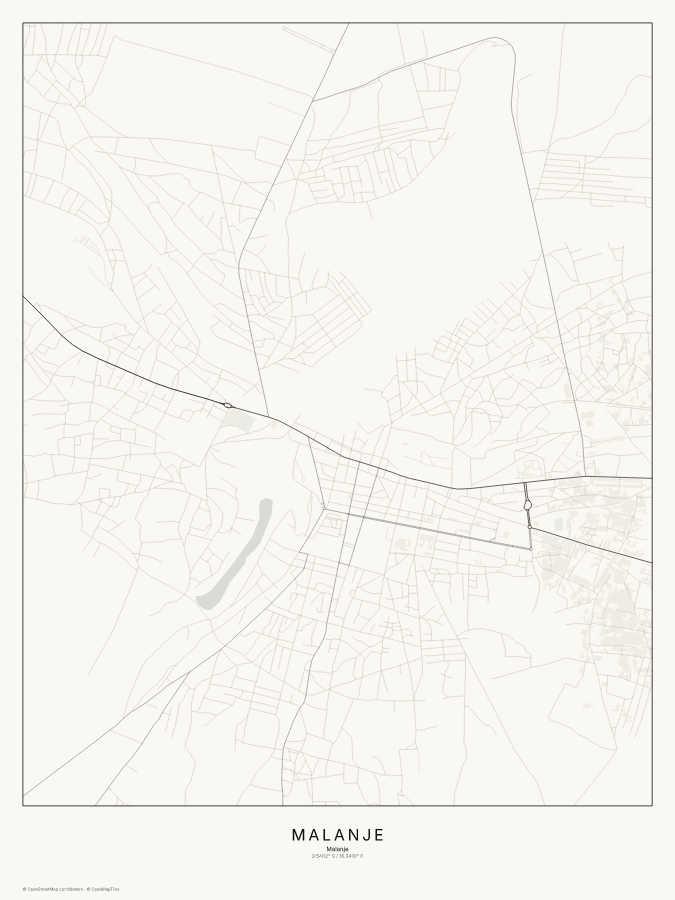 Malanje map poster, classic style