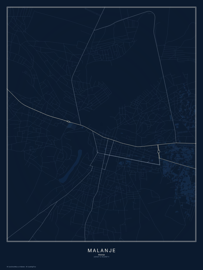 Malanje map poster, midnight style
