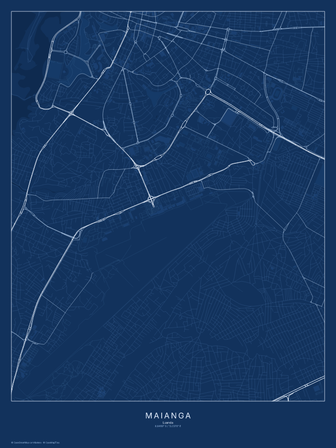 Maianga map poster, blueprint style