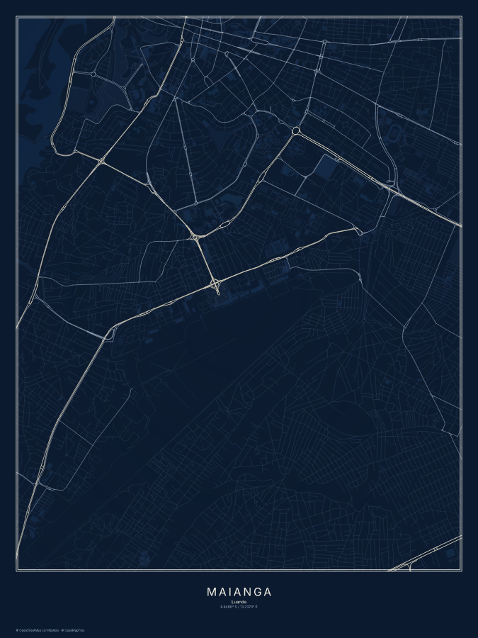 Maianga map poster, midnight style