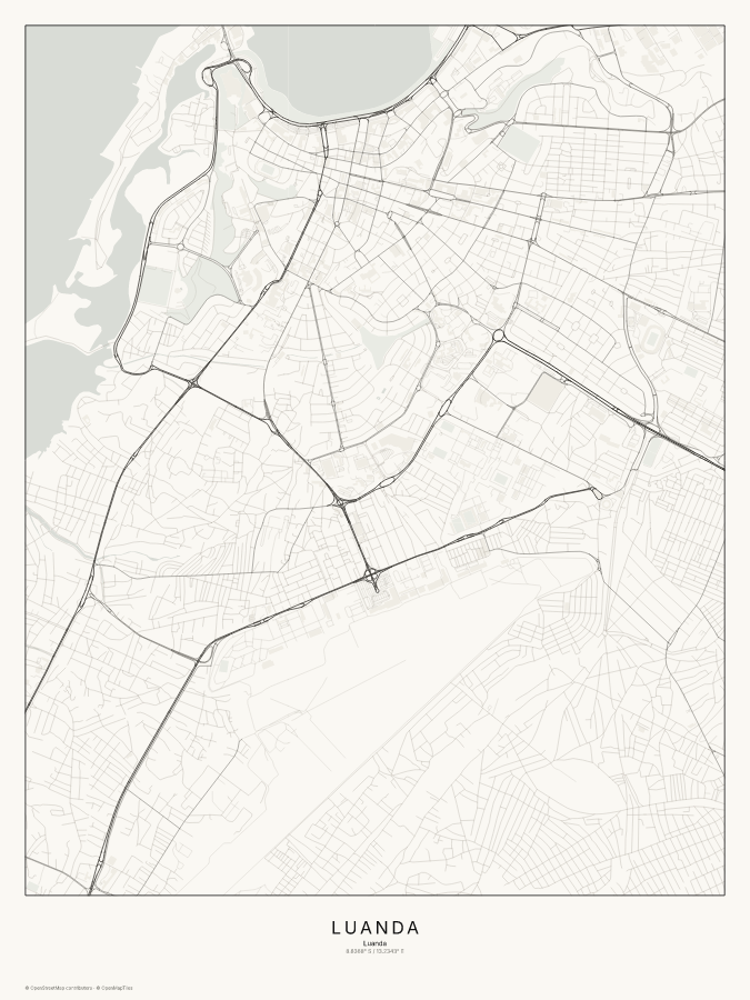 Luanda map poster, classic style