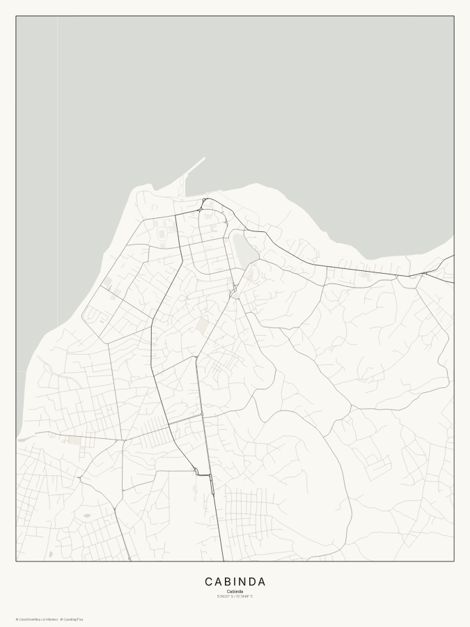 Cabinda map poster, classic style