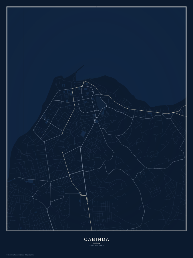 Cabinda map poster, midnight style