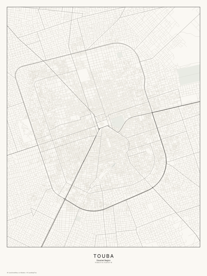 Touba map poster, classic style