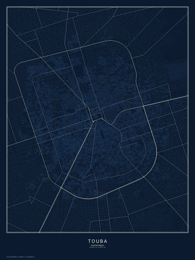 Touba map poster, midnight style