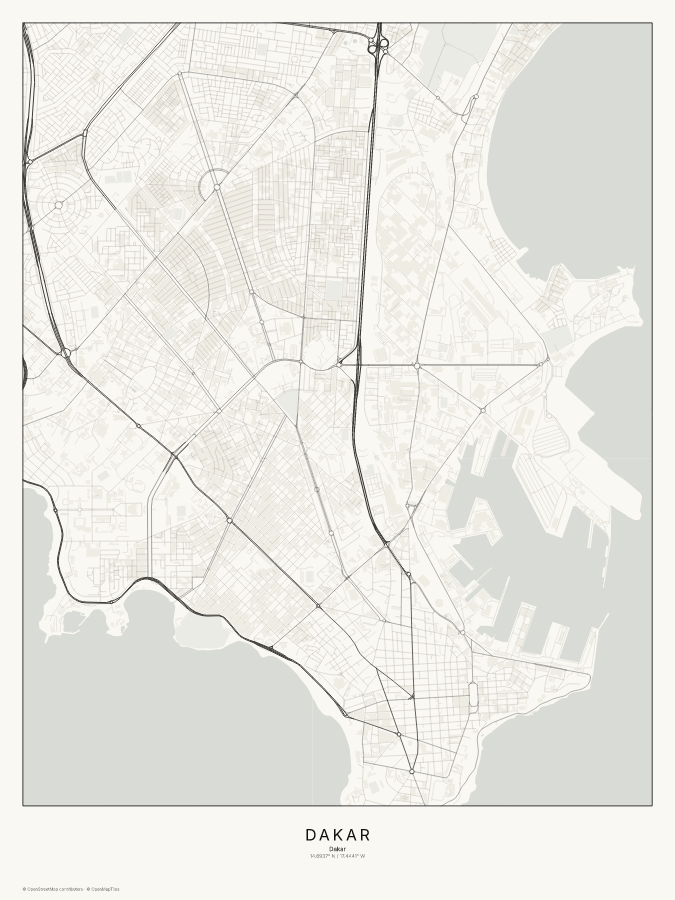 Dakar map poster, classic style