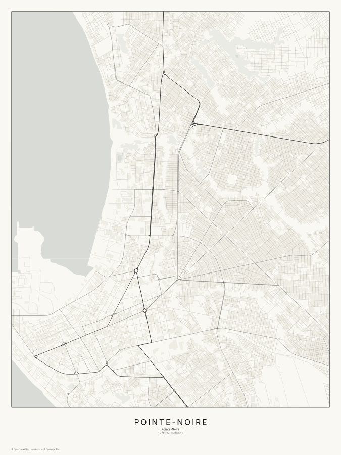 Pointe-Noire map poster, classic style