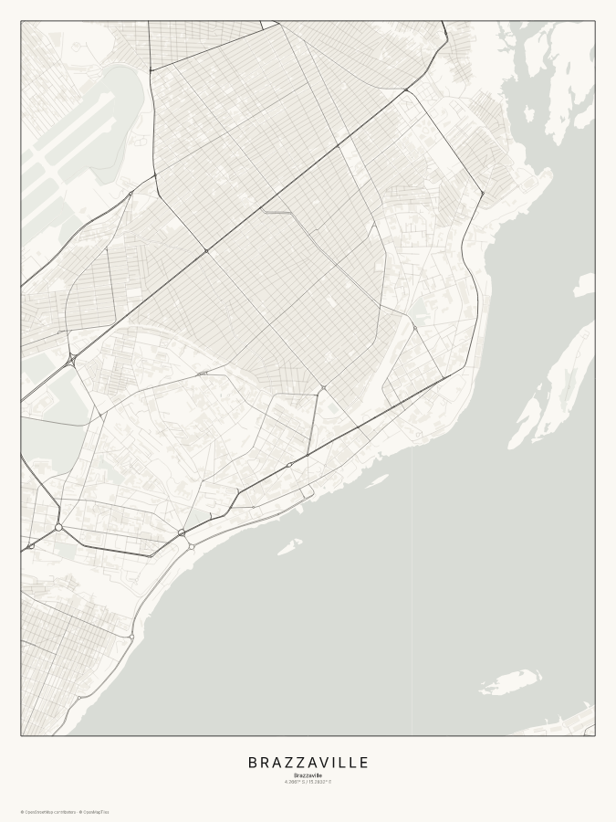 Brazzaville map poster, classic style