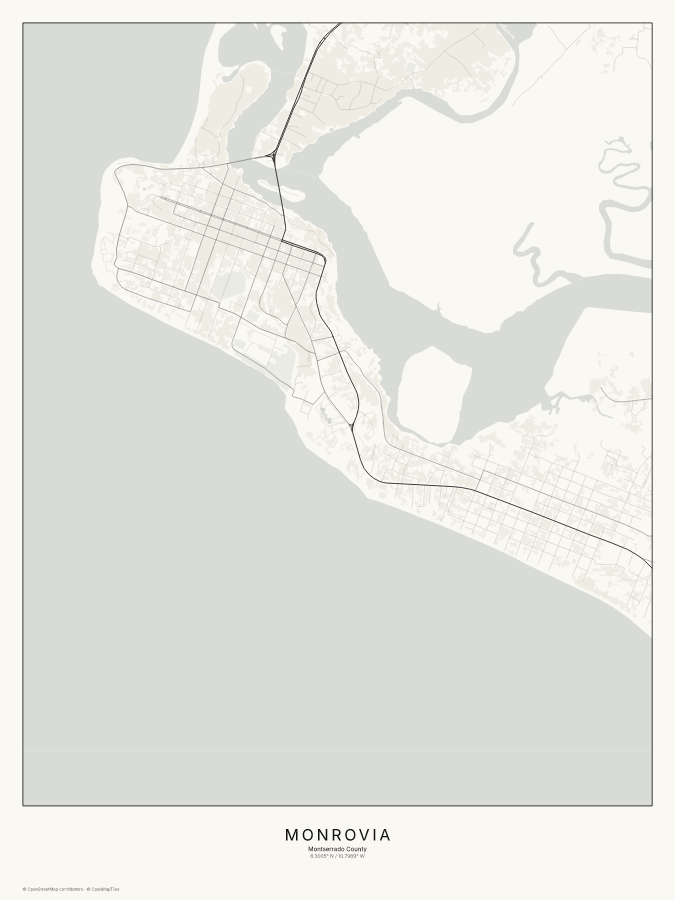 Monrovia map poster, classic style