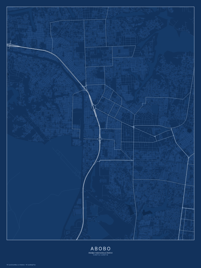 Abobo map poster, blueprint style