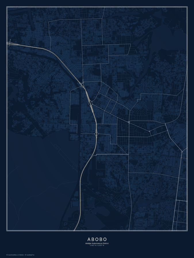Abobo map poster, midnight style